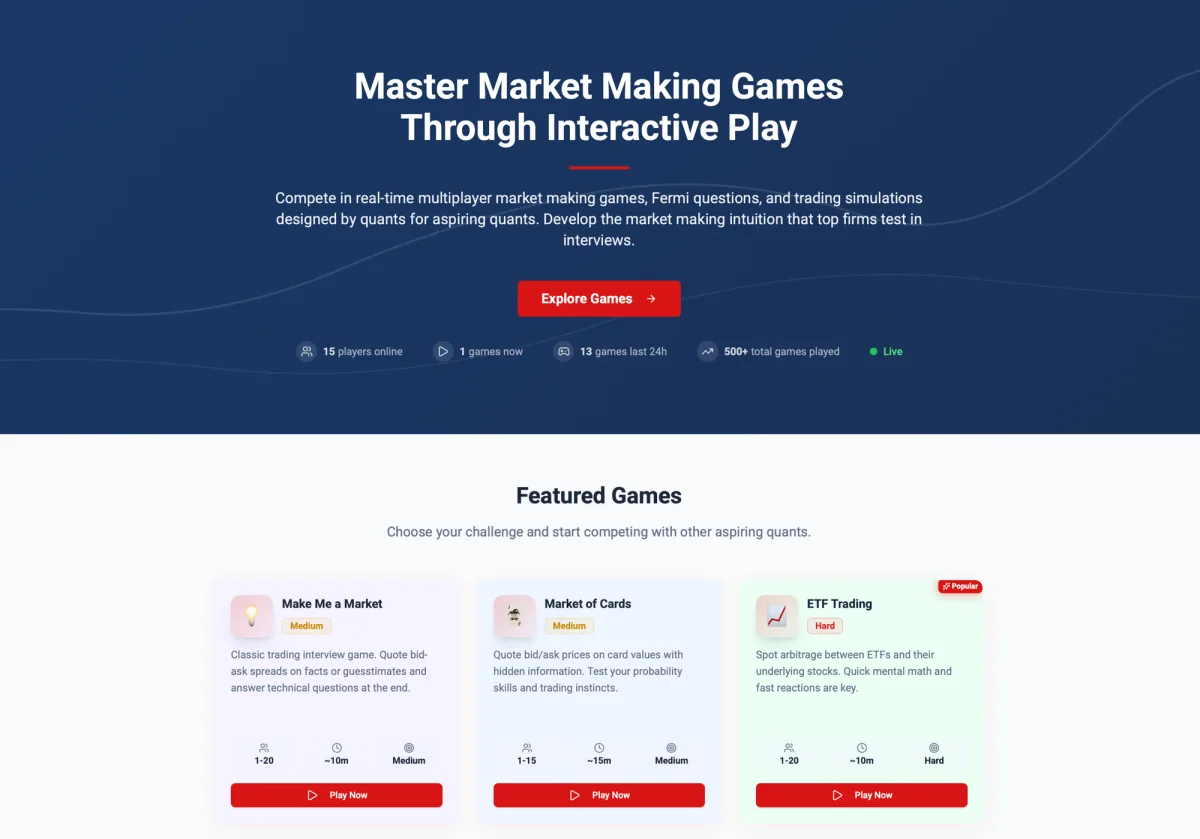 marketmakinggames.com &mdash; real-time multiplayer market making games