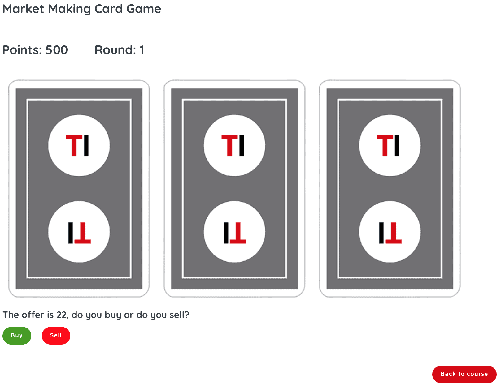 Market making - card game