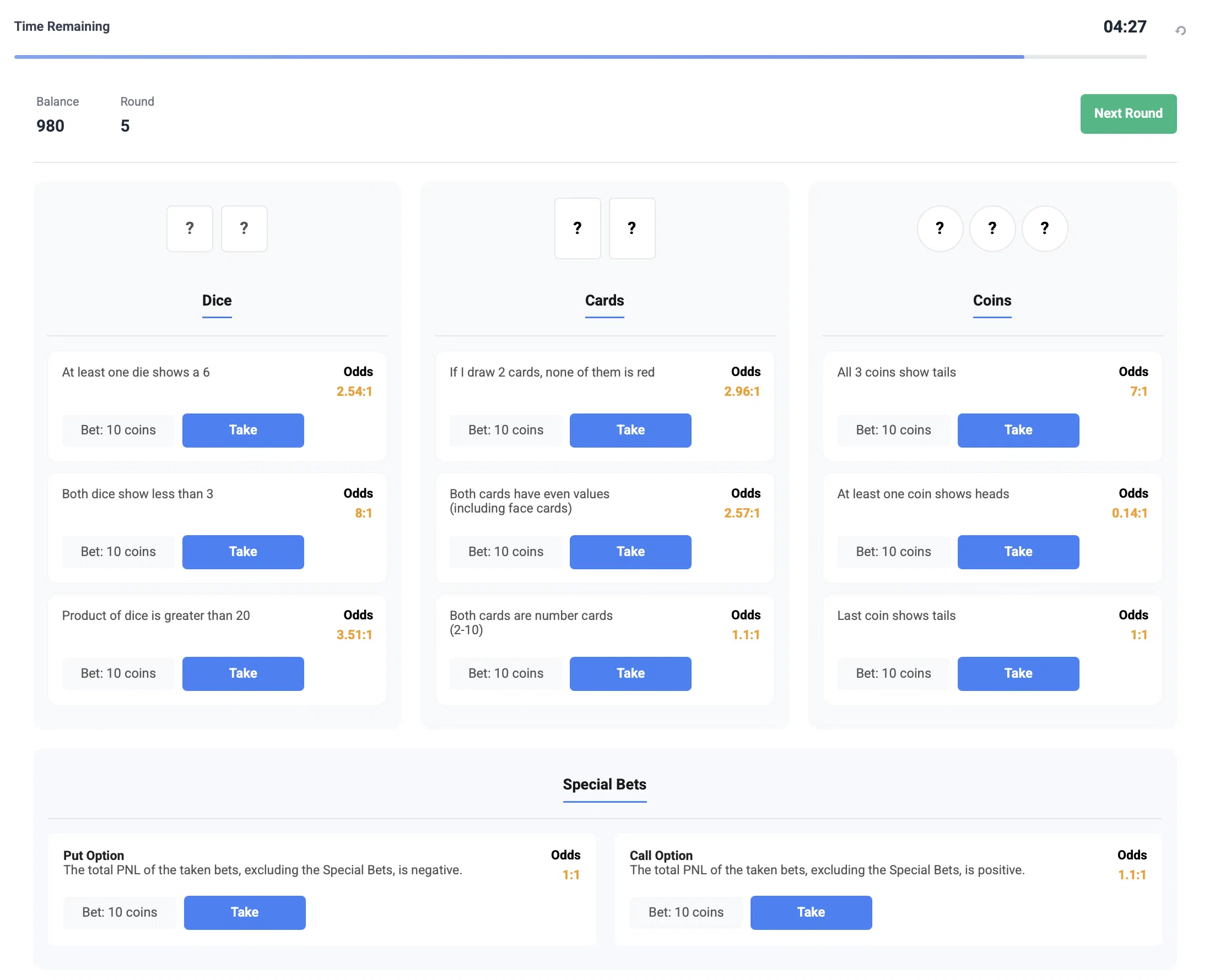 Probability Betting Game